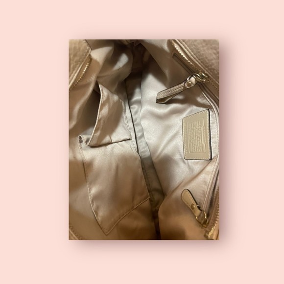 Coach 10529 Hampton Beige Pebbled Leather Braided‎ Band Large Tote Shoulder Bag - Picture 6 of 11